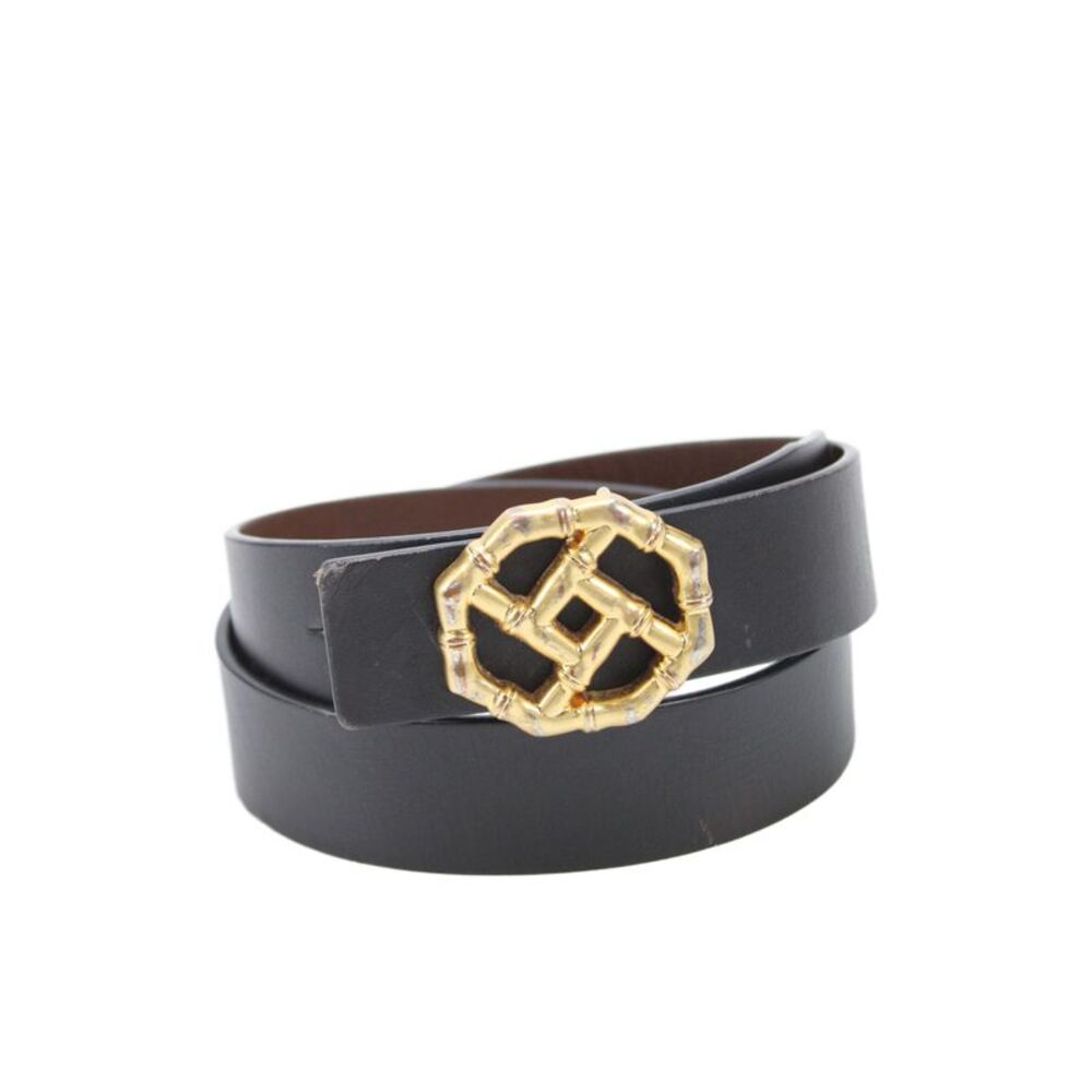 J. Mclaughlin Womens Leather Gold Hardware Buckle Brown Black Size S